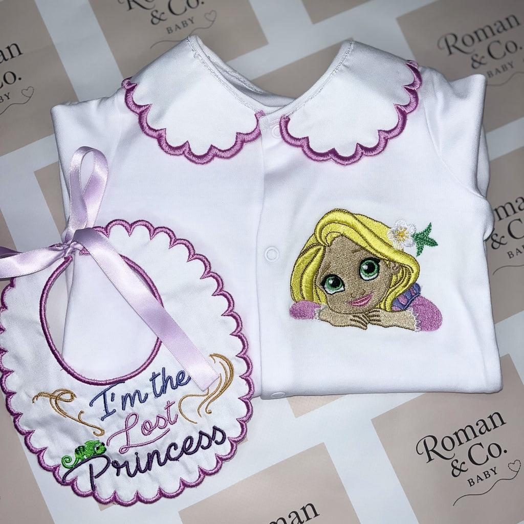 ‘The lost princess’ Babygrow & bib set - MADE TO ORDER
