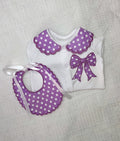 Purple Polka Dot bow set - MADE TO ORDER