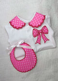 Pink Polka Dot bow set - MADE TO ORDER